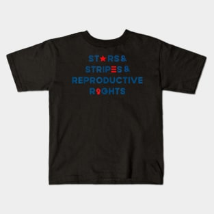 Stars Stripes Reproductive Rights 4th of July American Flag Kids T-Shirt